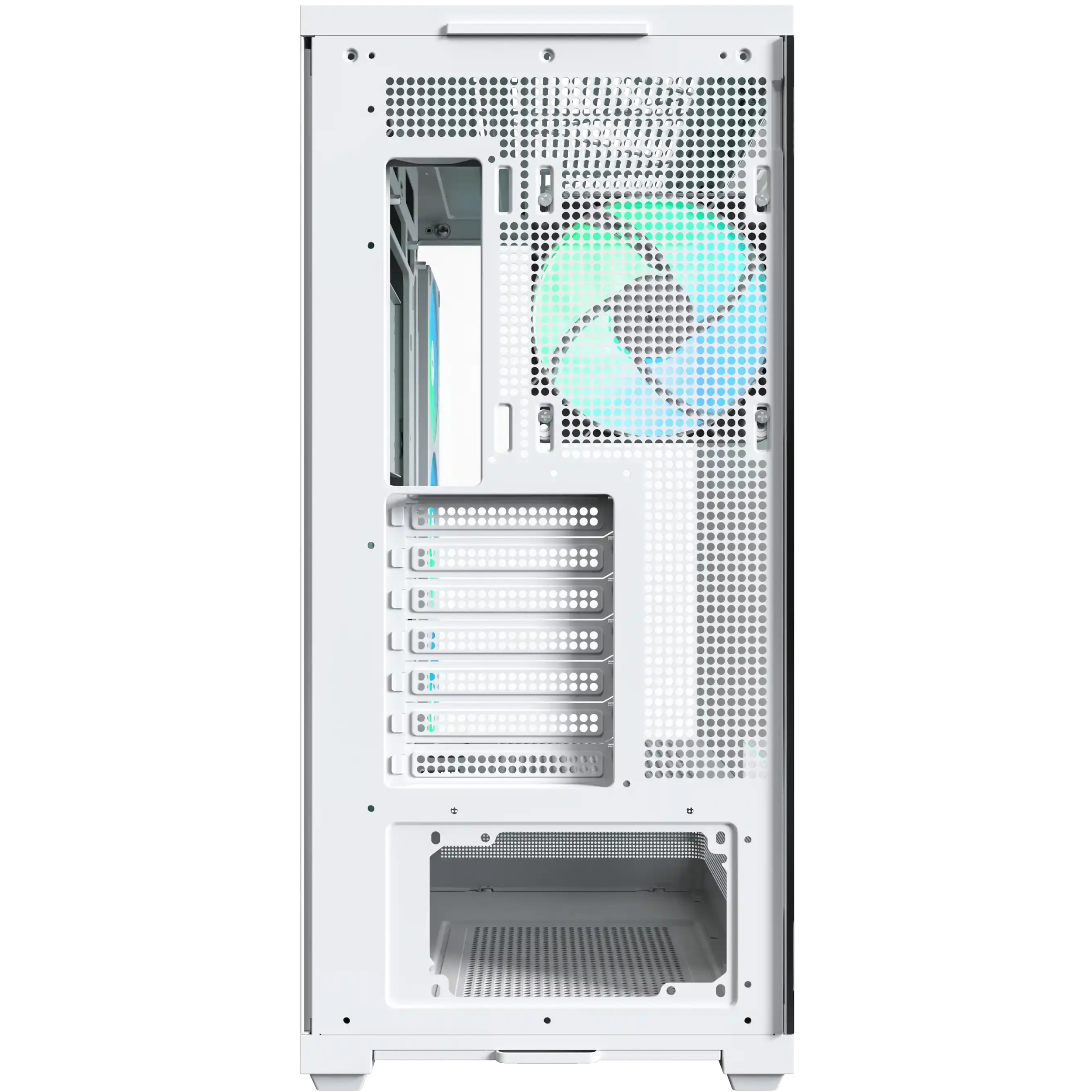 A large main feature product image of Montech TG3 Curved ARGB Mid Tower Case (White)