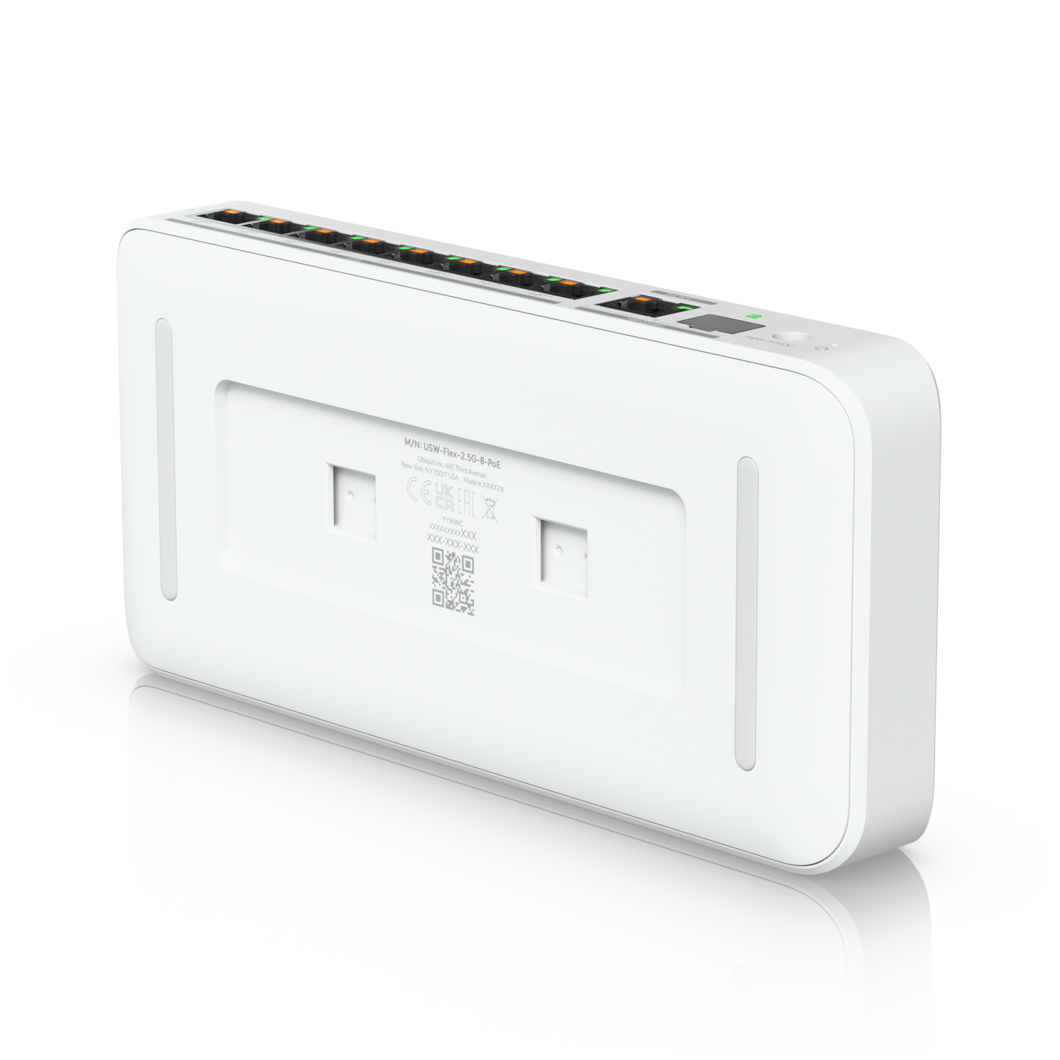 A large main feature product image of EX-DEMO Ubiquiti UniFi Flex 8-Port 2.5GbE PoE++ Switch