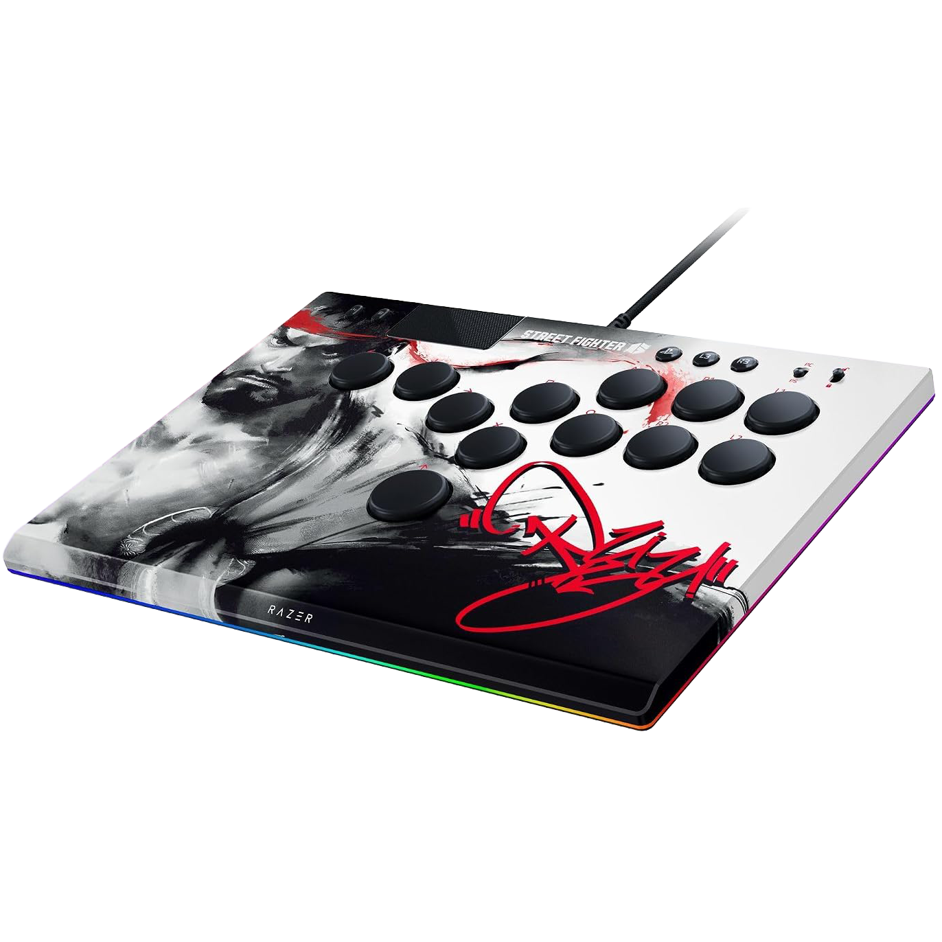 A large main feature product image of Razer Kitsune - All-Button Optical Arcade Controller for PC and PS5™ - Ryu Edition