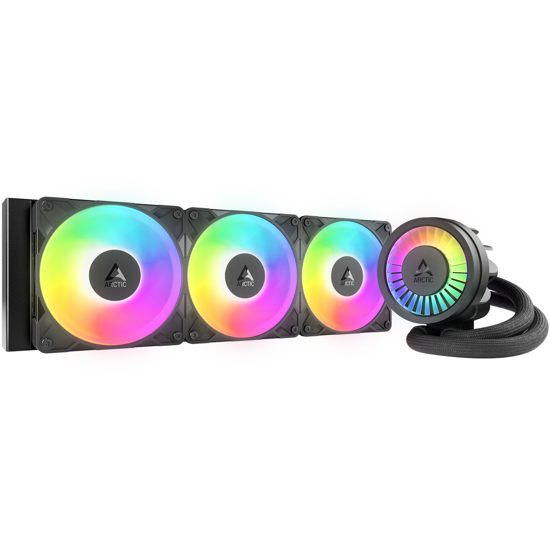 A large main feature product image of EX-DEMO ARCTIC Liquid Freezer III Pro 360mm ARGB AIO Liquid CPU Cooler (Black)