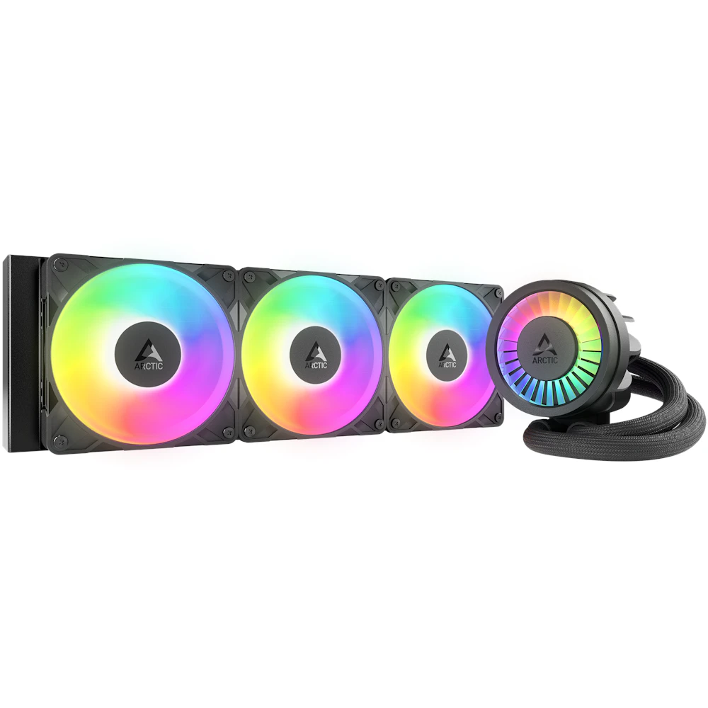 A large main feature product image of EX-DEMO ARCTIC Liquid Freezer III Pro 360mm ARGB AIO Liquid CPU Cooler (Black)
