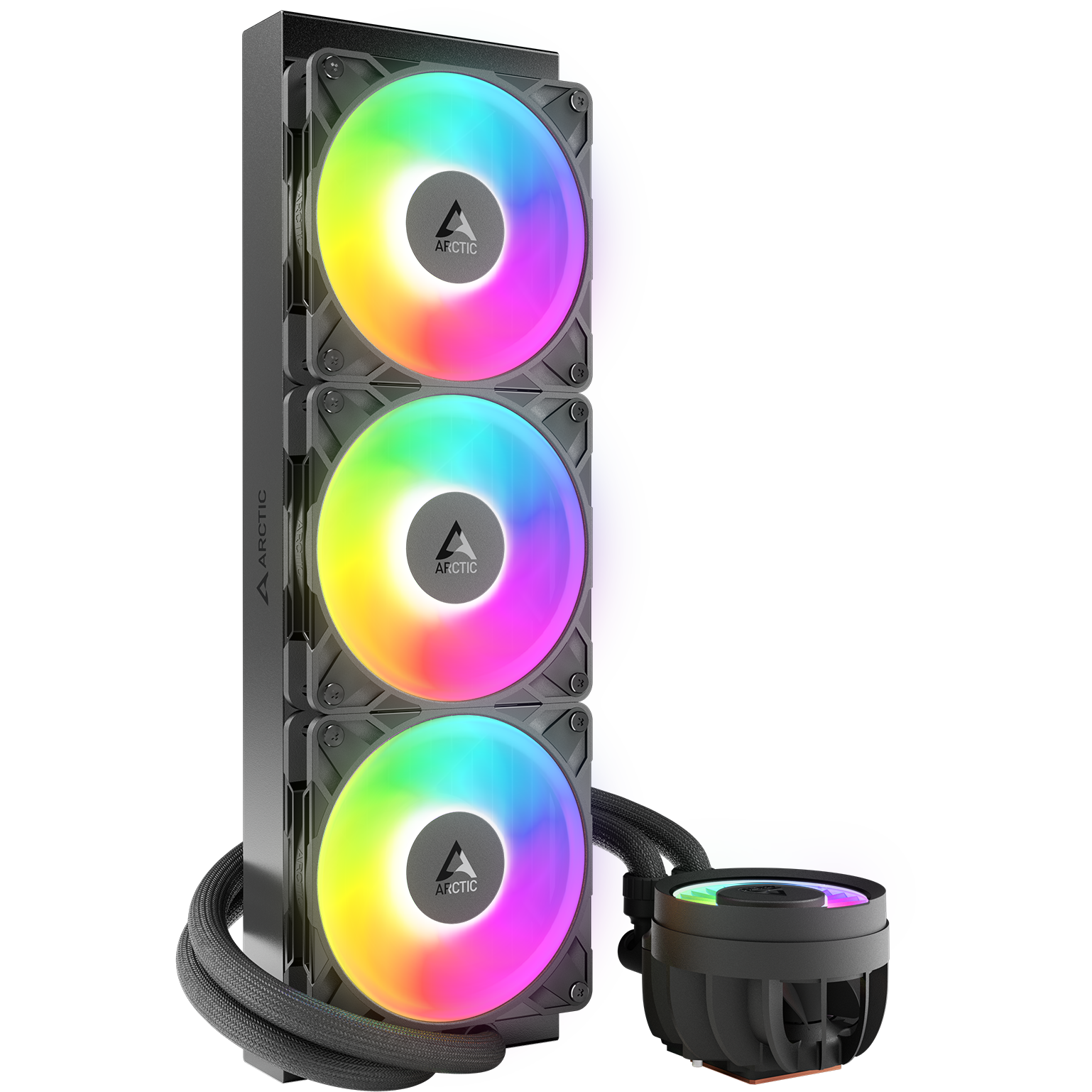 A large main feature product image of EX-DEMO ARCTIC Liquid Freezer III Pro 360mm ARGB AIO Liquid CPU Cooler (Black)