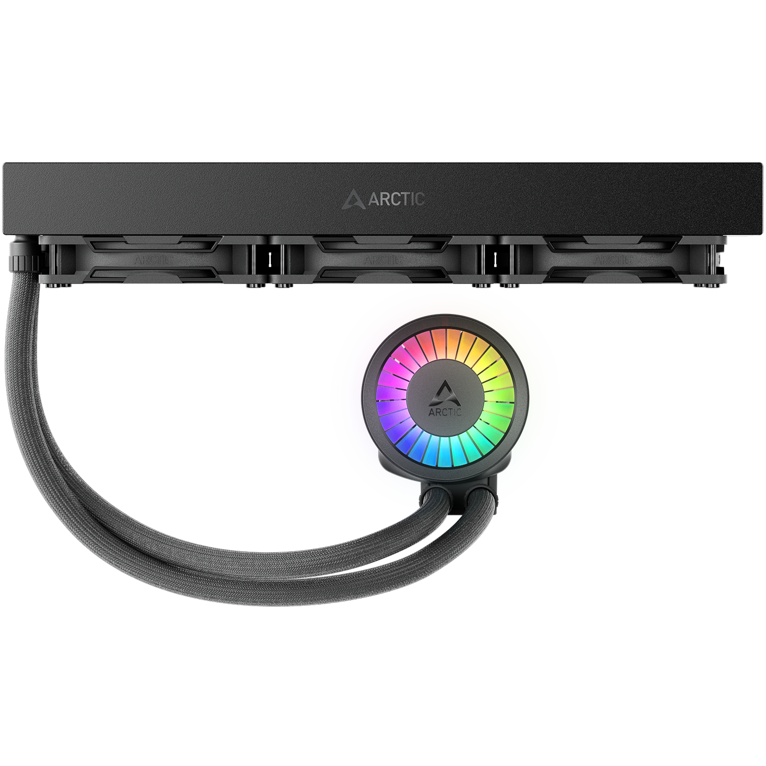 A large main feature product image of EX-DEMO ARCTIC Liquid Freezer III Pro 360mm ARGB AIO Liquid CPU Cooler (Black)