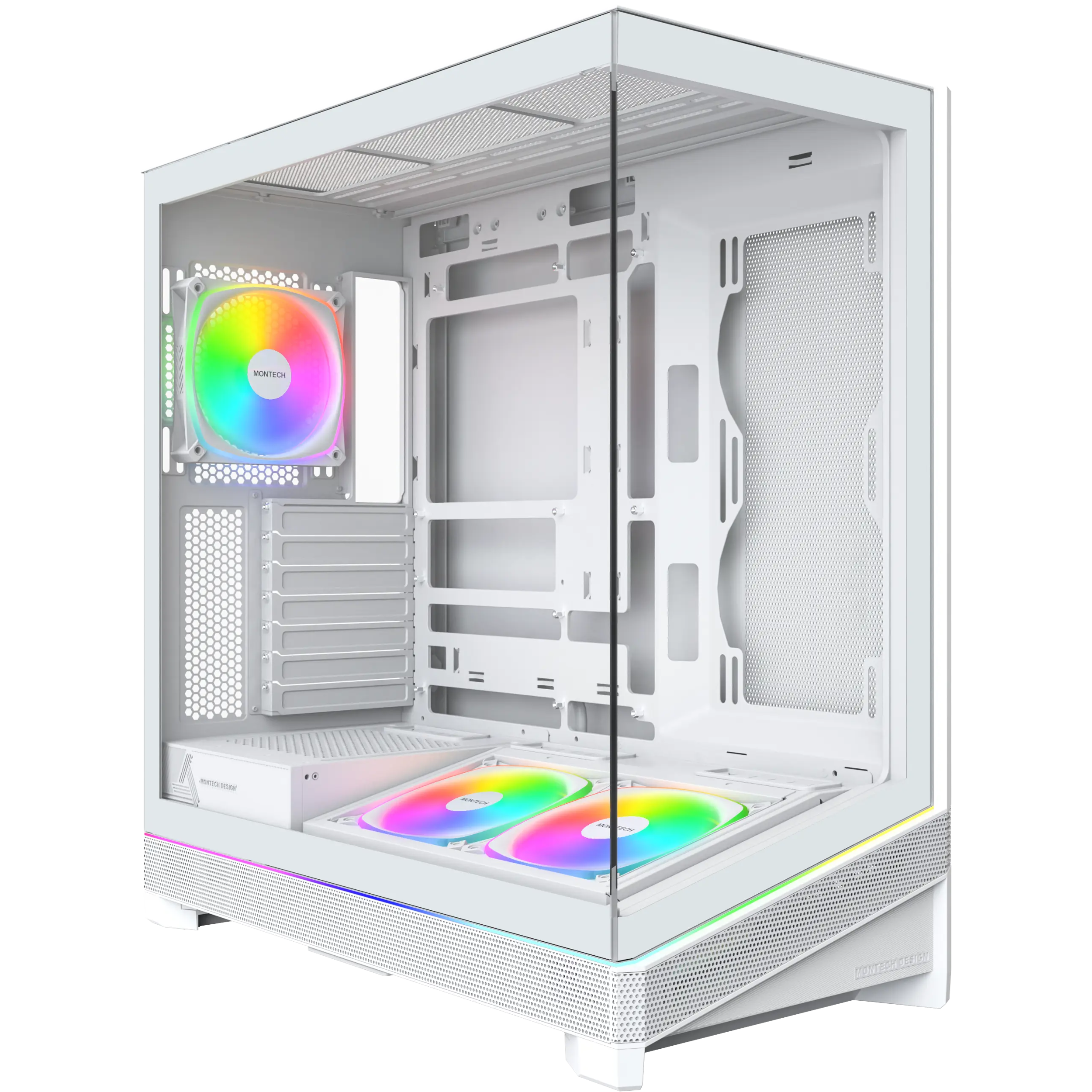 A large main feature product image of Montech SKY 3 ARGB Modular Mid Tower Case (White)