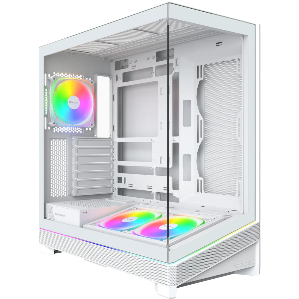 A large main feature product image of Montech SKY 3 ARGB Modular Mid Tower Case (White)