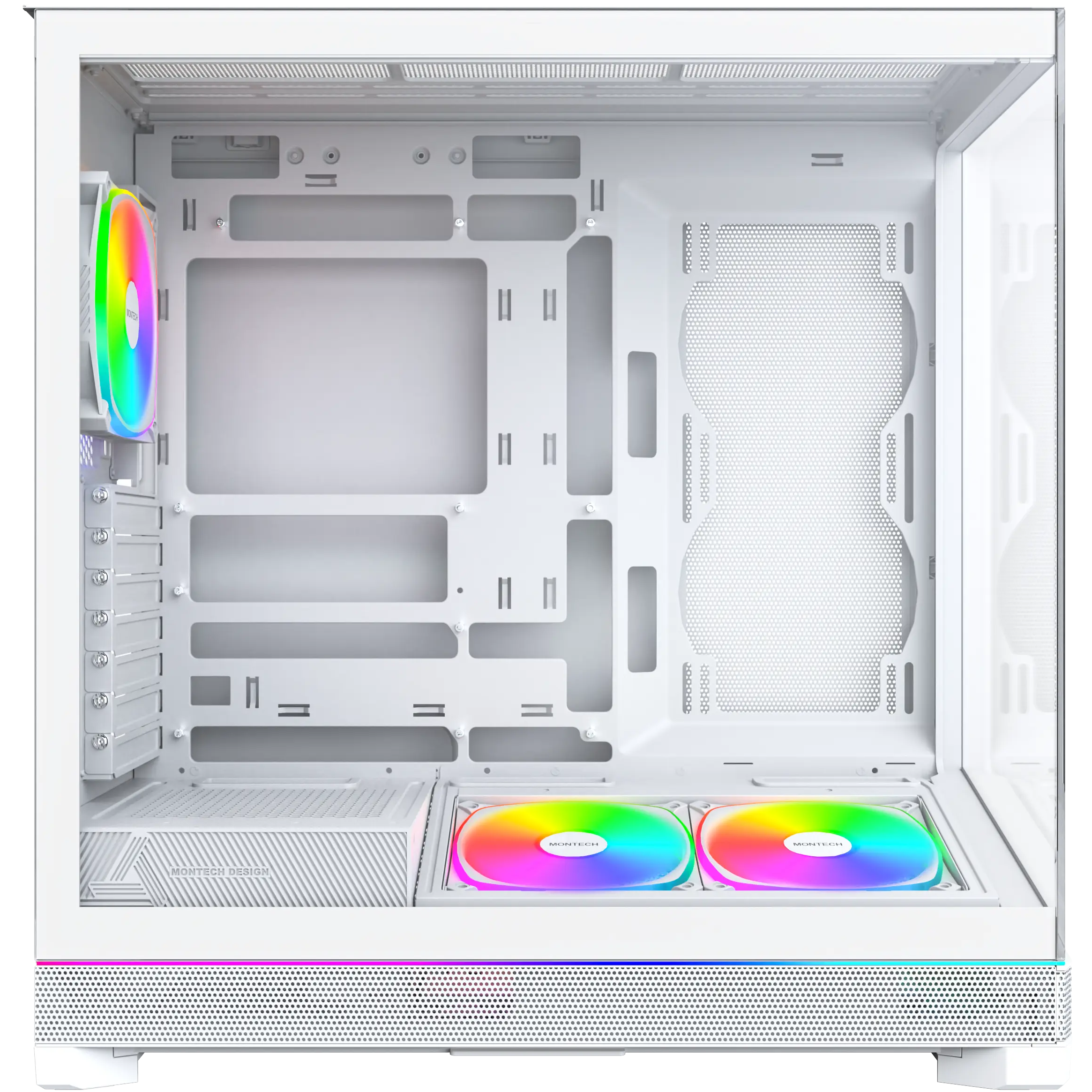 A large main feature product image of Montech SKY 3 ARGB Modular Mid Tower Case (White)