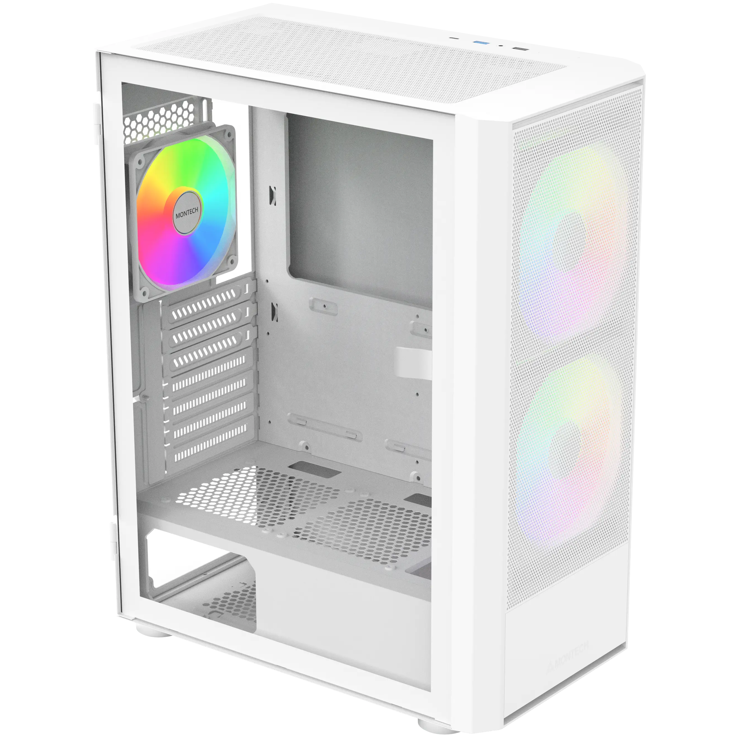 A large main feature product image of Montech X2 PLUS ARGB Mid Tower Case (White)