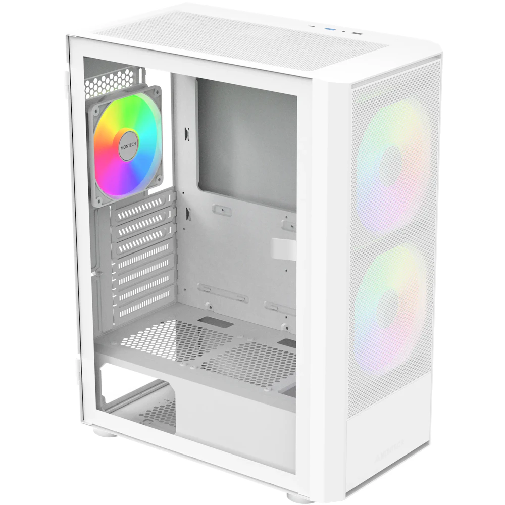A large main feature product image of Montech X2 PLUS ARGB Mid Tower Case (White)
