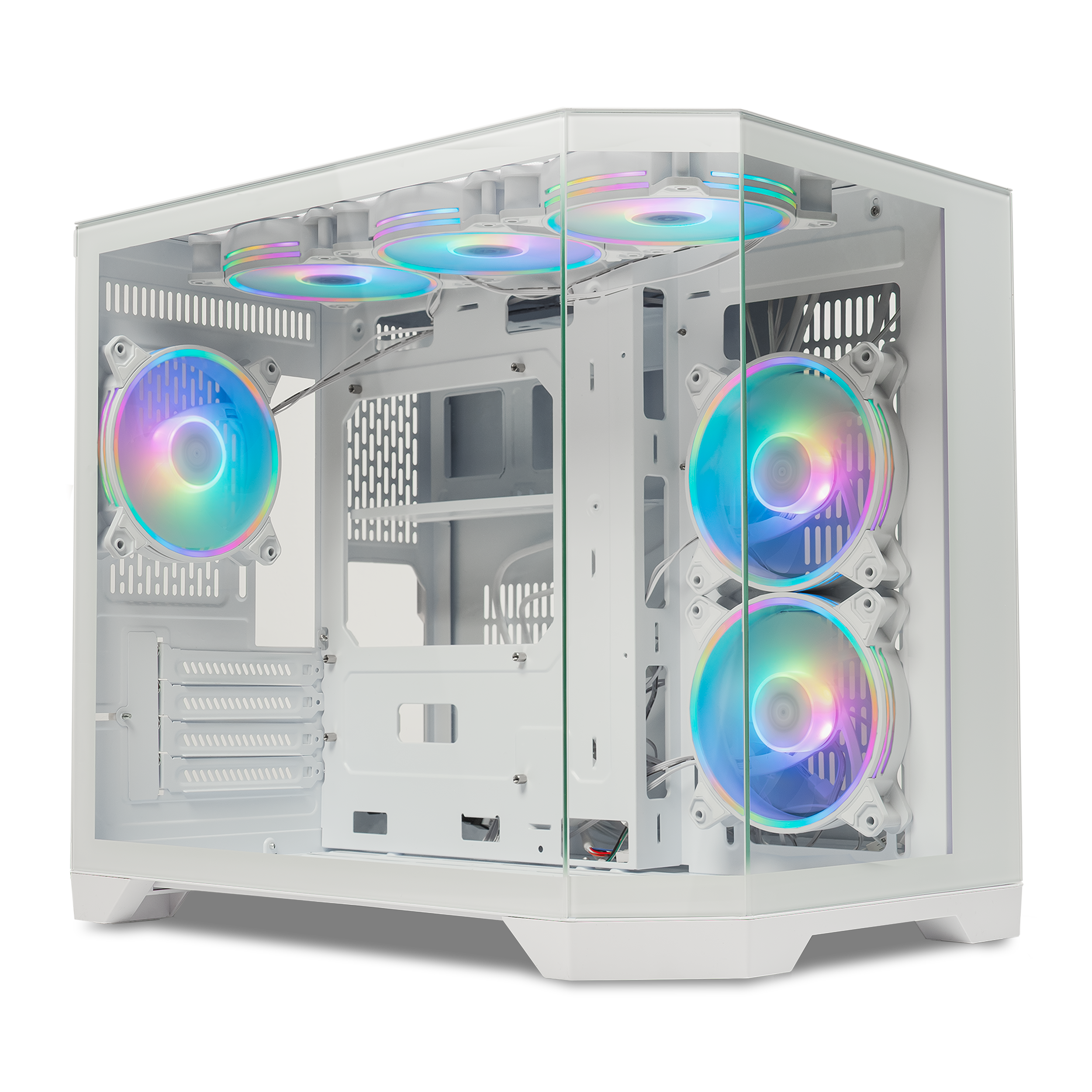 A large main feature product image of PLE AMD R5 RTX 5070 Prebuilt Ready To Go Gaming PC