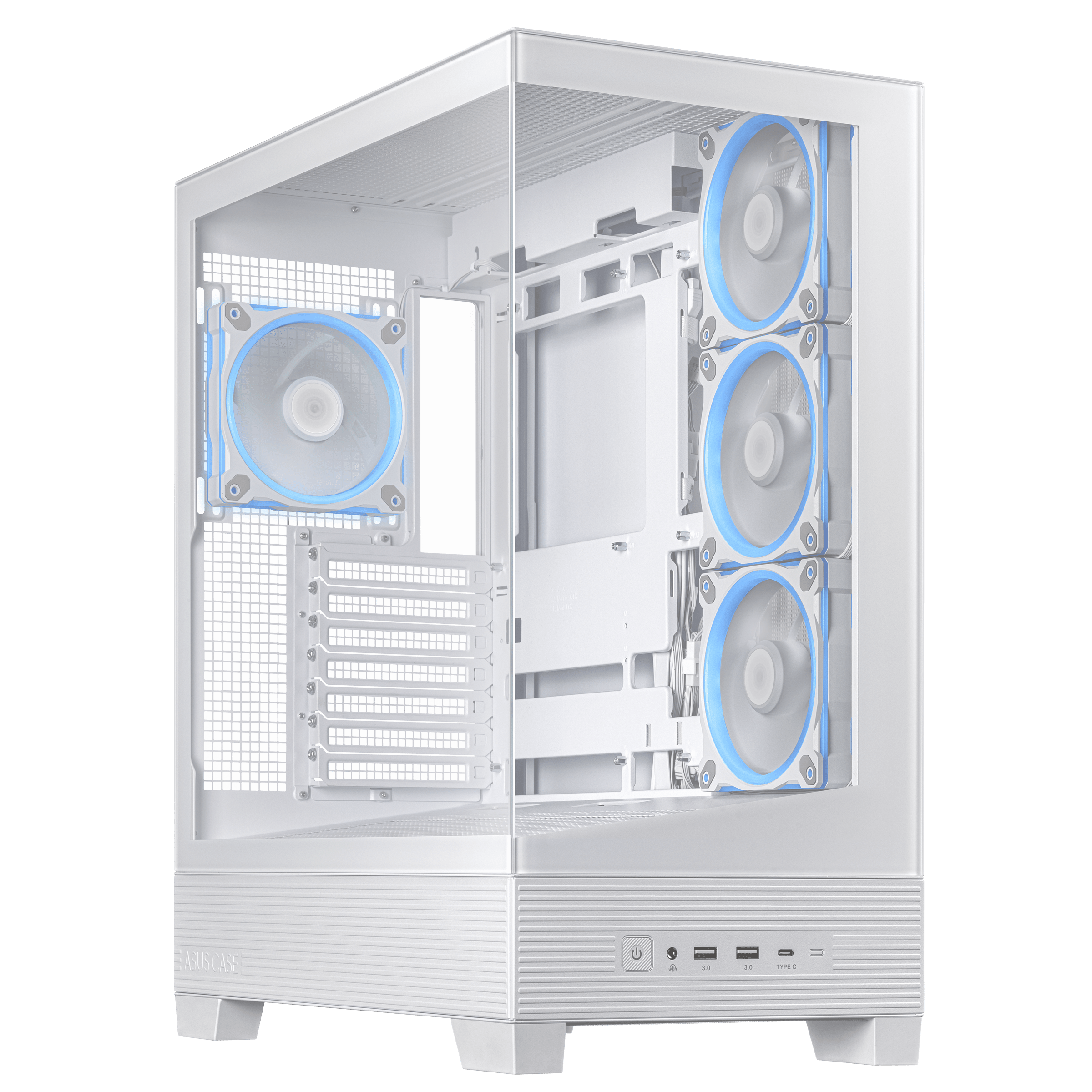 A large main feature product image of ASUS A31 PLUS TG ARGB Mid Tower Case - White