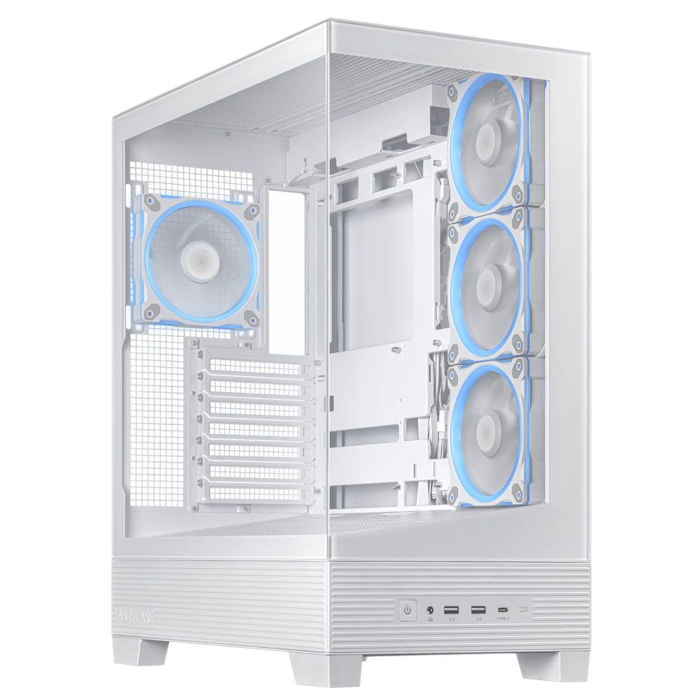 A large main feature product image of ASUS A31 PLUS TG ARGB Mid Tower Case - White
