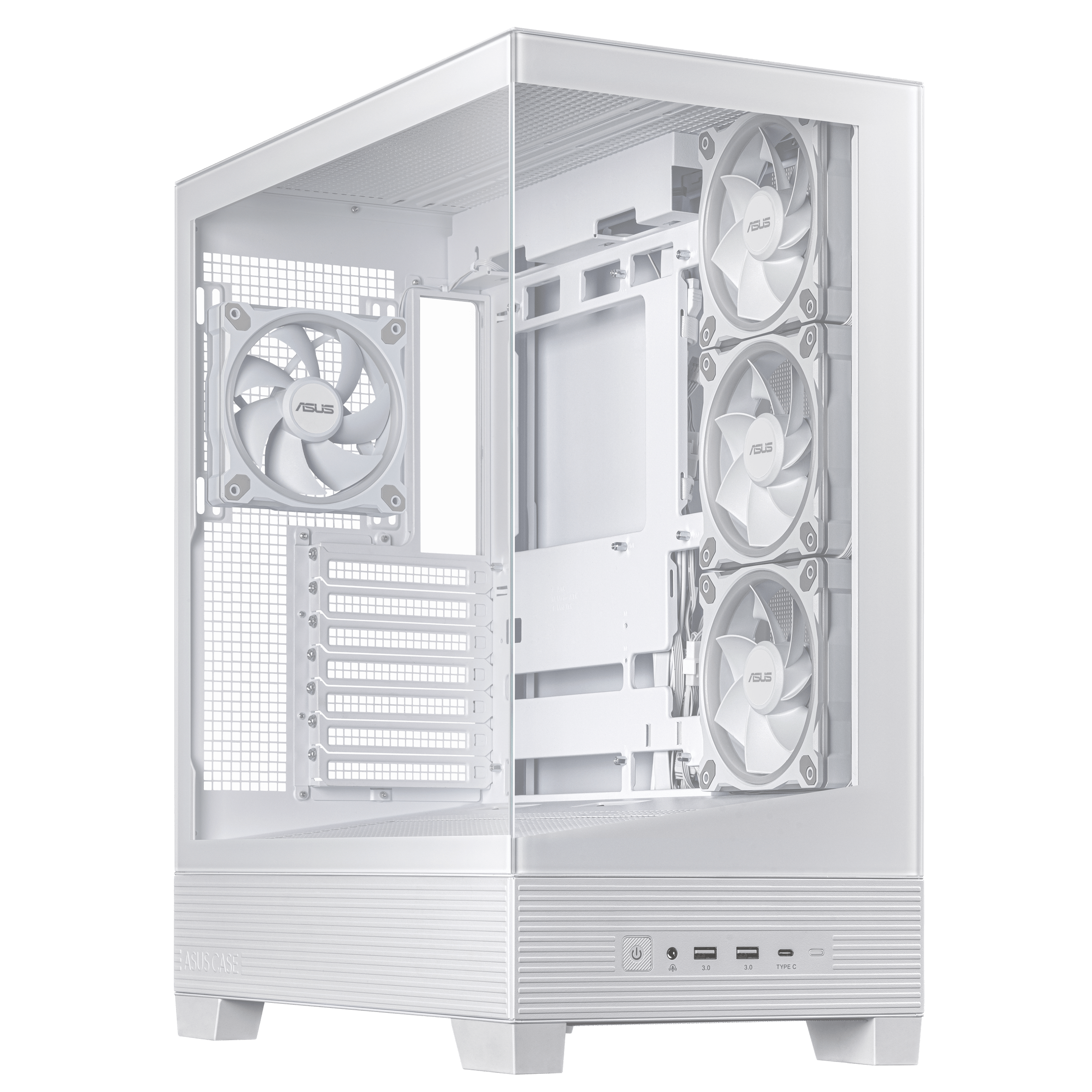 A large main feature product image of ASUS A31 PLUS TG ARGB Mid Tower Case - White