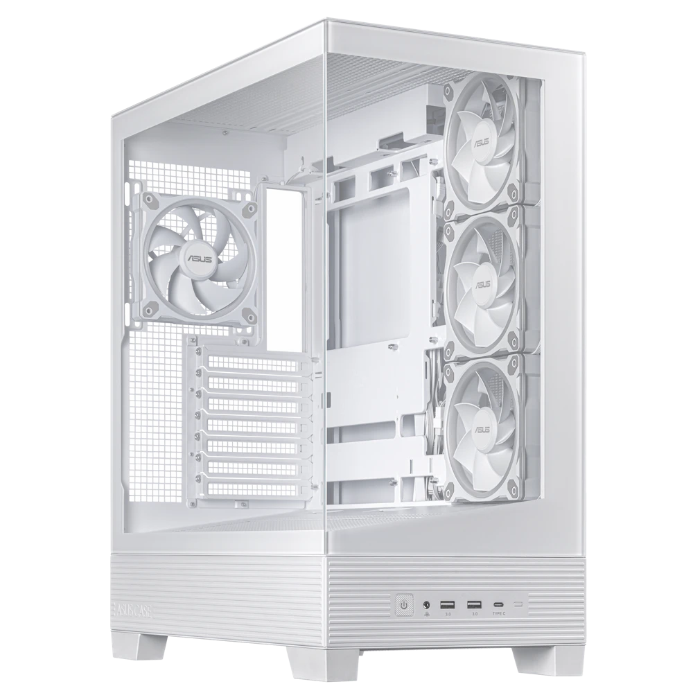 A large main feature product image of ASUS A31 PLUS TG ARGB Mid Tower Case - White