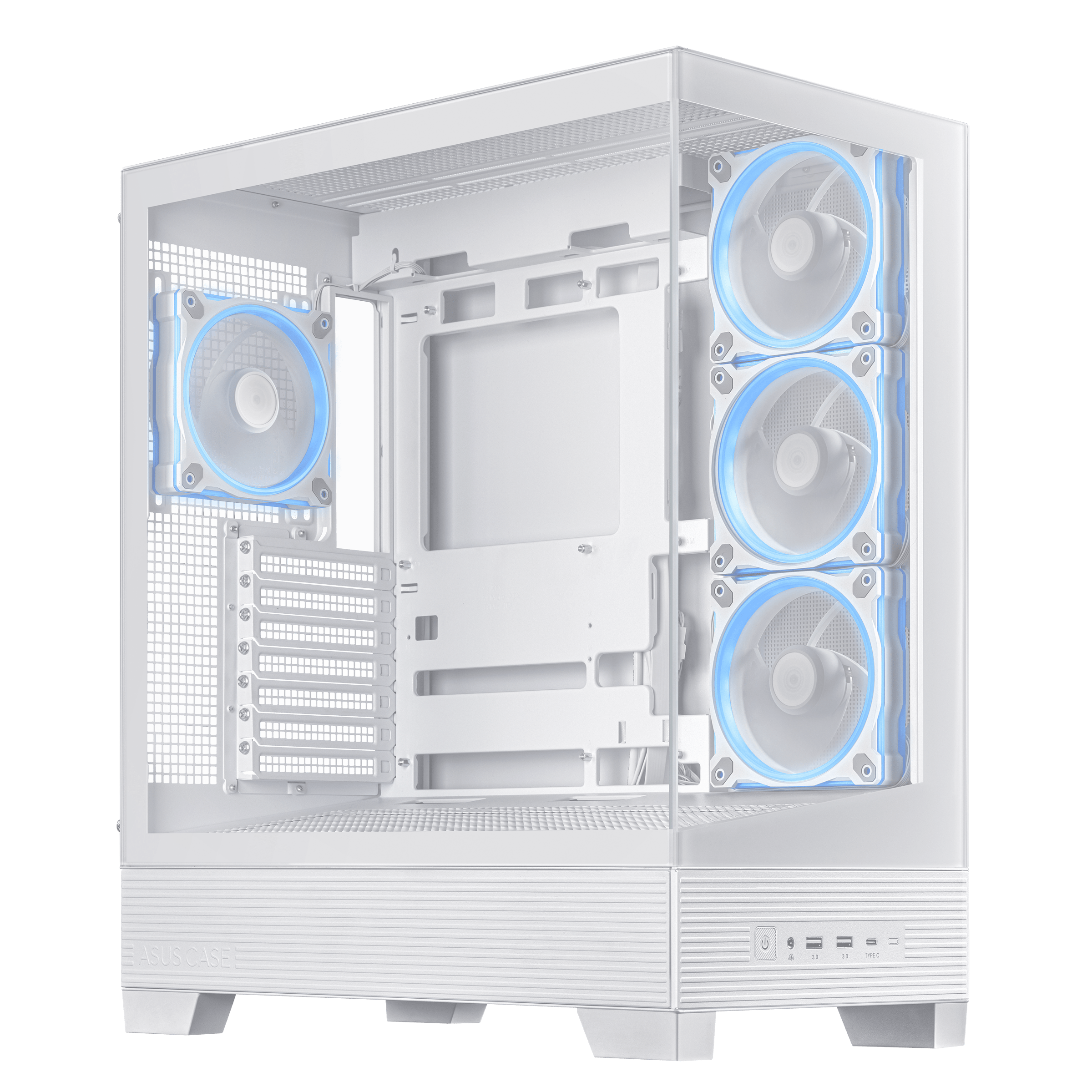 A large main feature product image of ASUS A31 PLUS TG ARGB Mid Tower Case - White