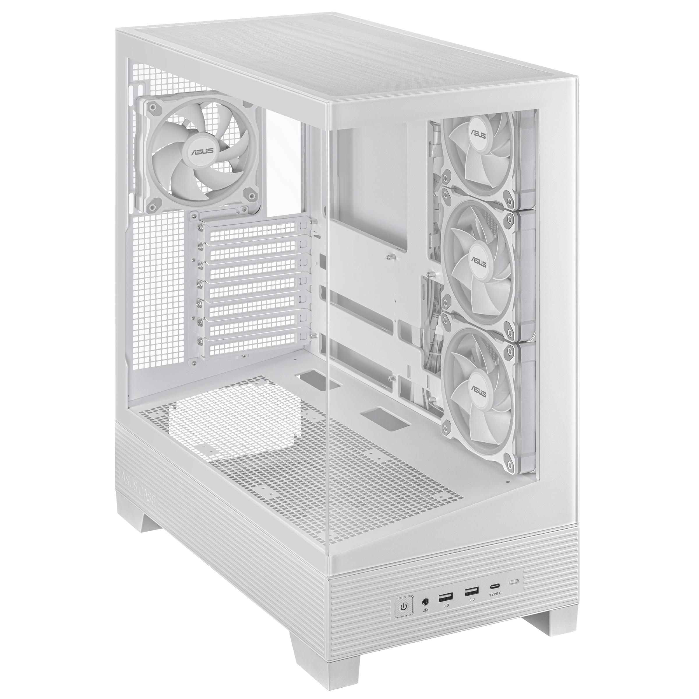 A large main feature product image of ASUS A31 PLUS TG ARGB Mid Tower Case - White