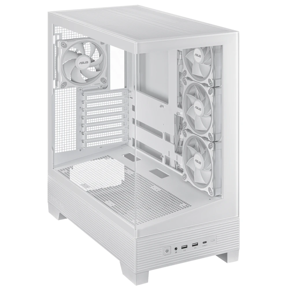 A large main feature product image of ASUS A31 PLUS TG ARGB Mid Tower Case - White