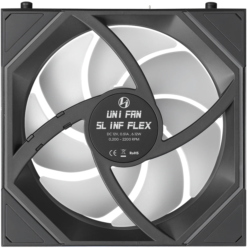 A large main feature product image of Lian Li UNI FAN SL120 INF FLEX - 120mm Modular Wireless PWM Fan (Black)