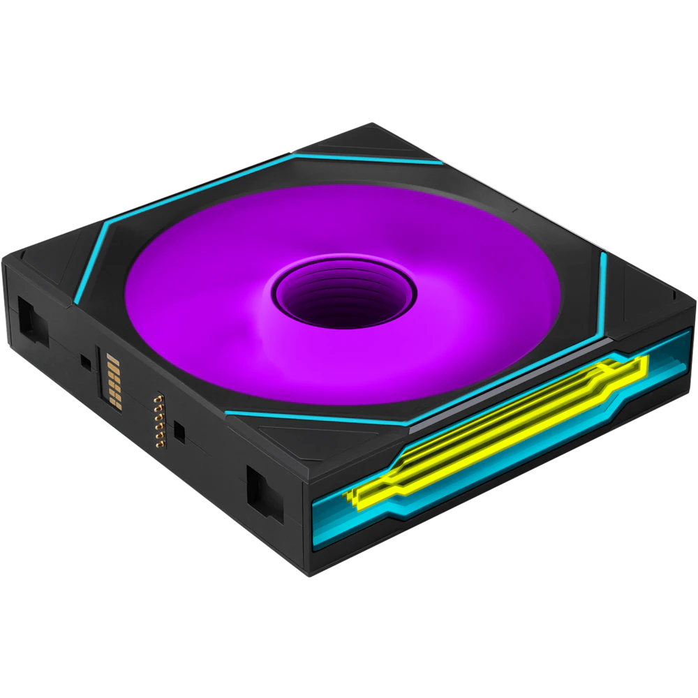 A large main feature product image of Lian Li UNI FAN SL120 INF FLEX - 120mm Modular Wireless PWM Reverse Blade Fan (Black)