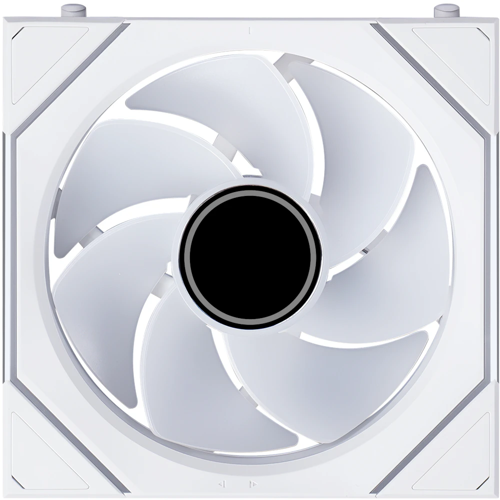 A large main feature product image of Lian Li UNI FAN SL120 INF FLEX - 120mm Modular Wireless PWM Reverse Blade Fan (White)