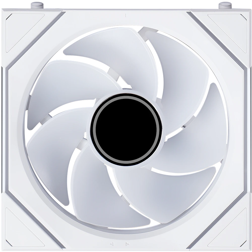 A large main feature product image of Lian Li UNI FAN SL120 INF FLEX - 120mm Modular Wireless PWM Reverse Blade Fan (White)