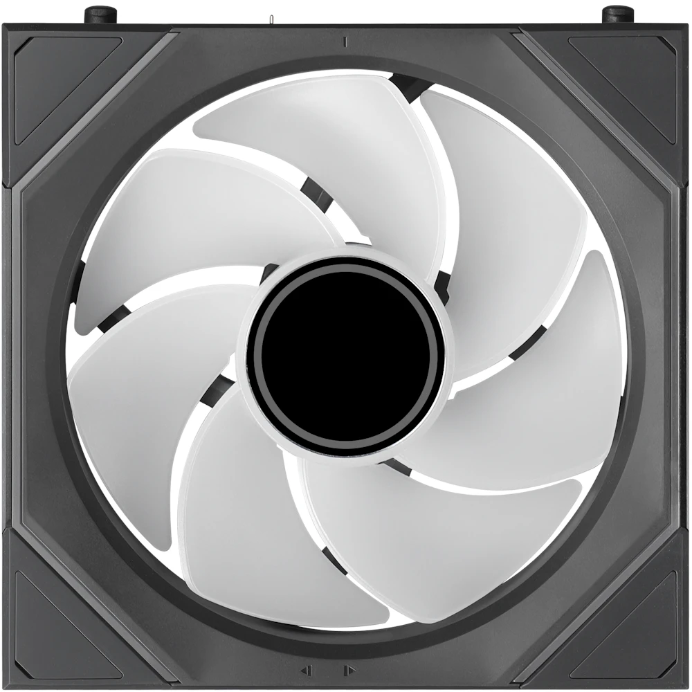 A large main feature product image of Lian Li UNI FAN SL120 INF FLEX - 120mm Modular Wireless PWM Reverse Blade Fan 3-Pack (Black)