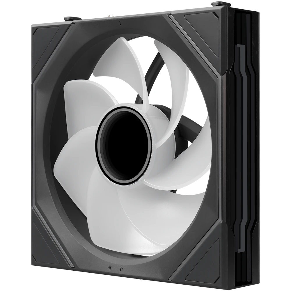 A large main feature product image of Lian Li UNI FAN SL120 INF FLEX - 120mm Modular Wireless PWM Reverse Blade Fan 3-Pack (Black)