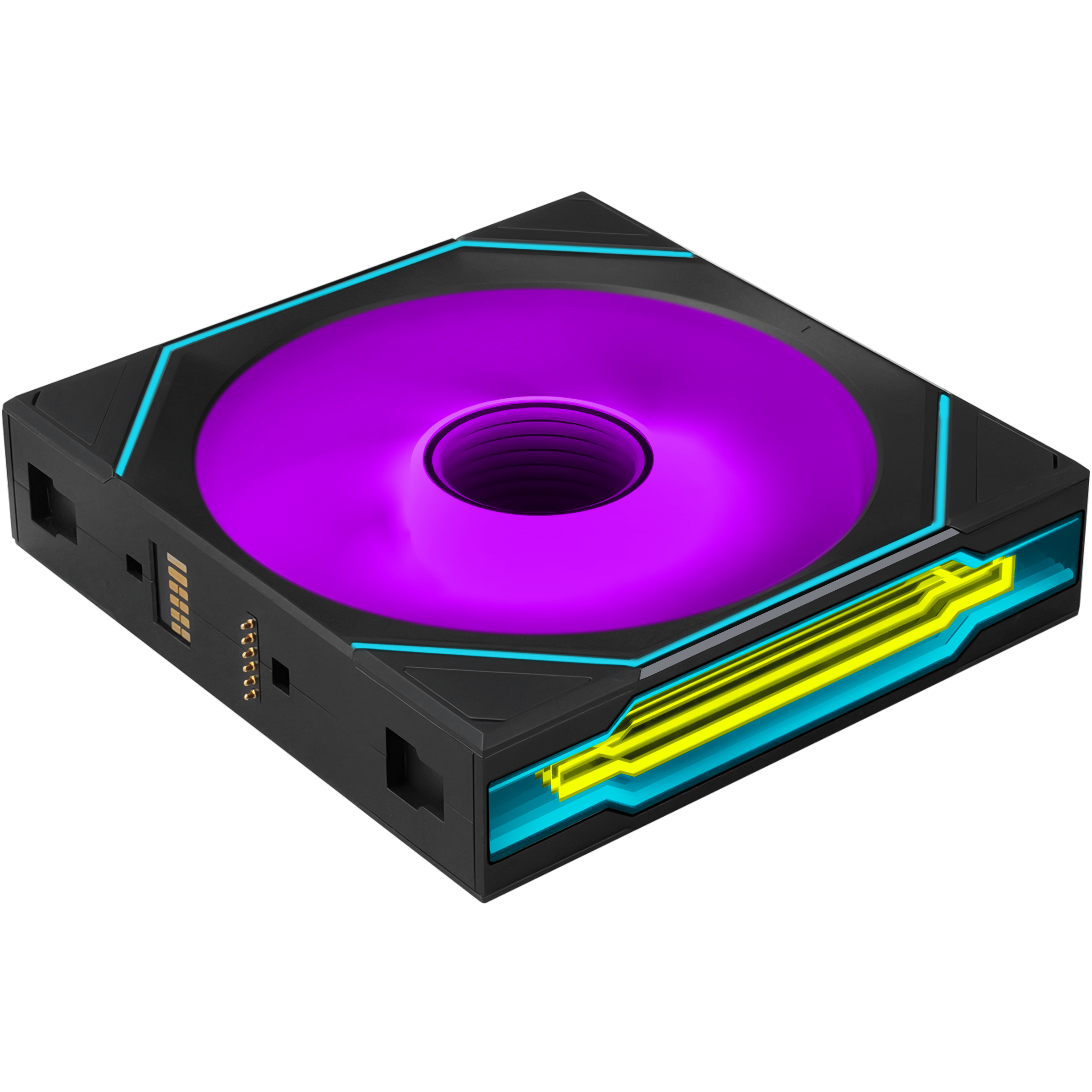 A large main feature product image of Lian Li UNI FAN SL120 INF FLEX - 120mm Modular Wireless PWM Reverse Blade Fan 3-Pack (Black)