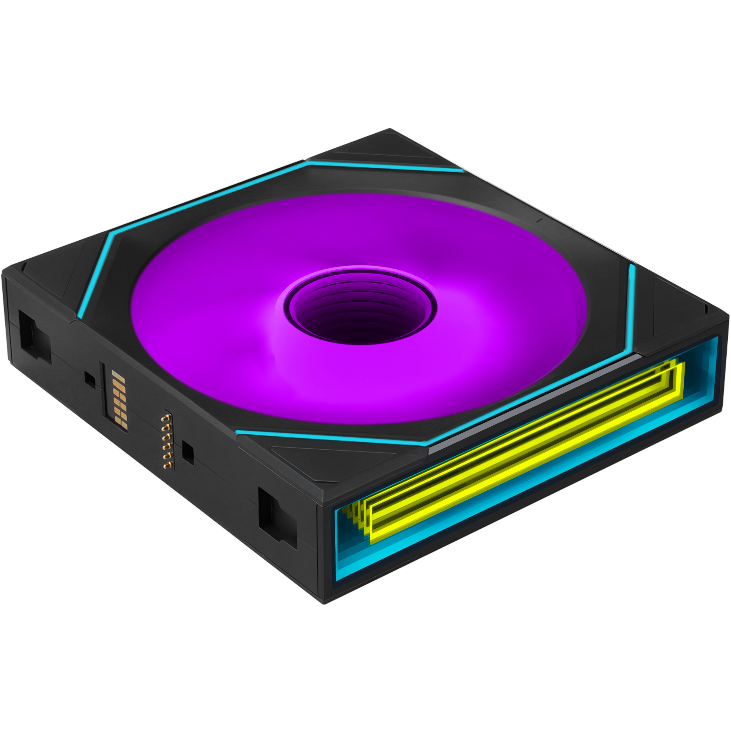 A large main feature product image of Lian Li UNI FAN SL120 INF FLEX - 120mm Modular Wireless PWM Reverse Blade Fan 3-Pack (Black)