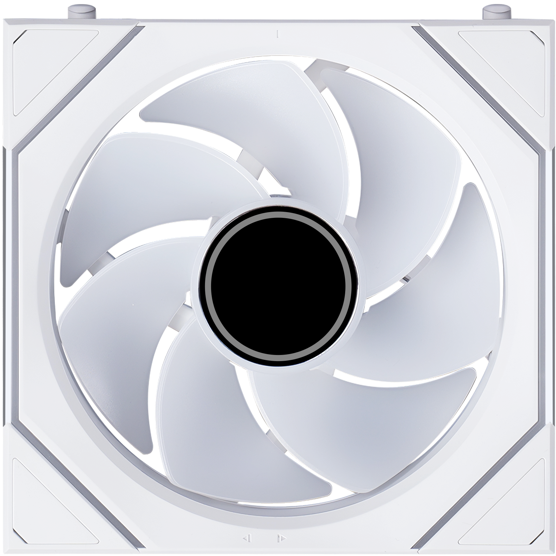 A large main feature product image of Lian Li UNI FAN SL120 INF FLEX - 120mm Modular Wireless PWM Reverse Blade Fan 3-Pack (White)