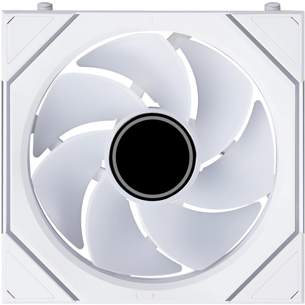 A large main feature product image of Lian Li UNI FAN SL120 INF FLEX - 120mm Modular Wireless PWM Reverse Blade Fan 3-Pack (White)