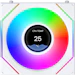 A product image of Lian Li UNI FAN SL120 INF LCD FLEX - 120mm Modular Wireless PWM Fan (White)