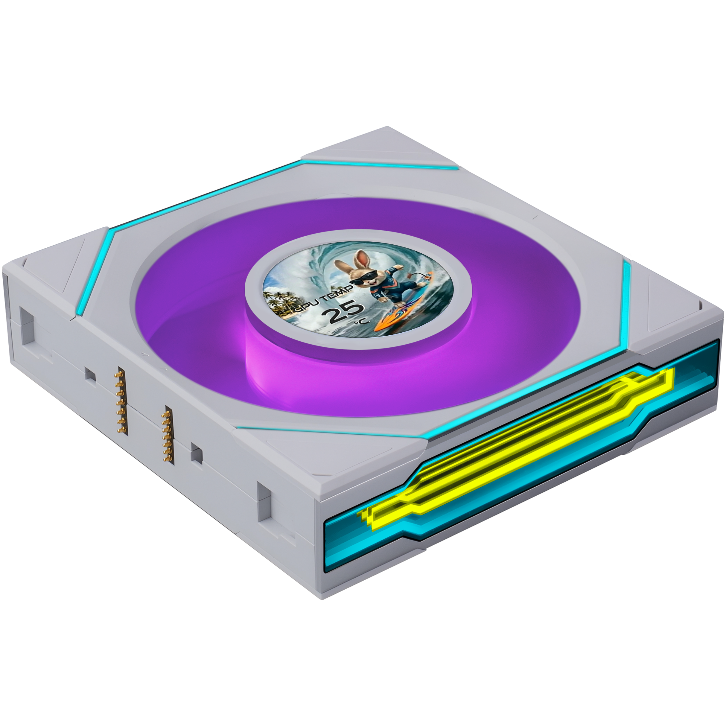 A large main feature product image of Lian Li UNI FAN SL120 INF LCD FLEX - 120mm Modular Wireless PWM Fan (White)