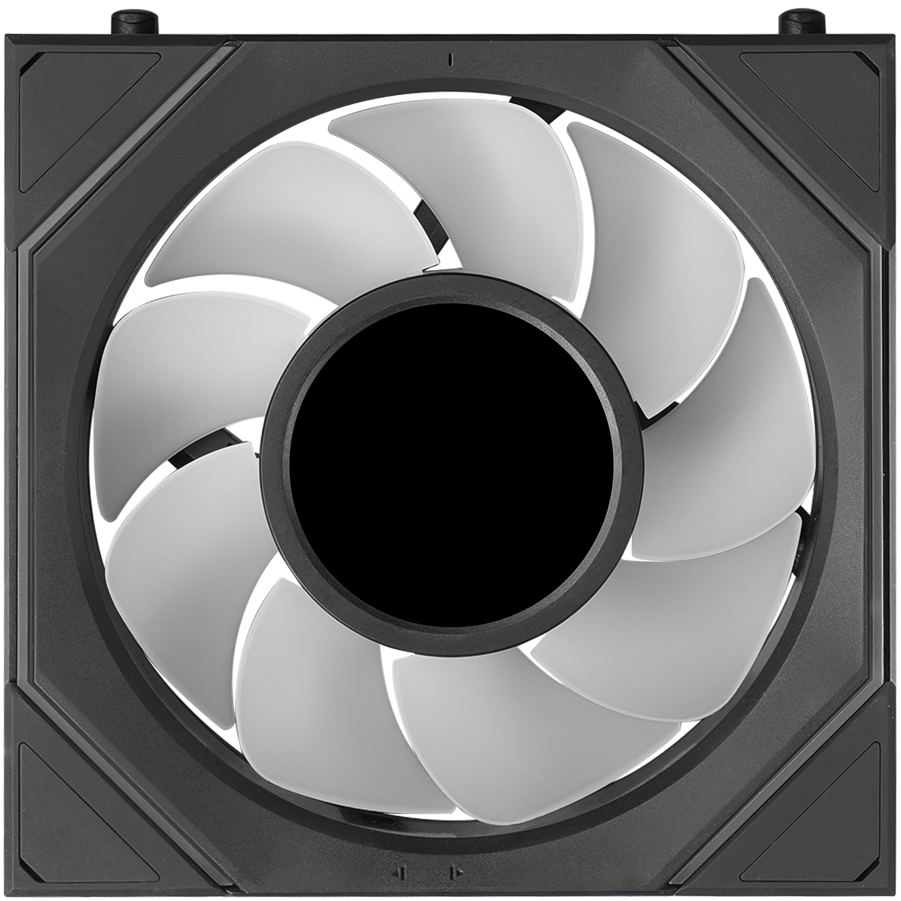 A large main feature product image of Lian Li UNI FAN SL120 INF LCD FLEX - 120mm Modular Wireless PWM Reverse Blade Fan (Black)
