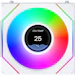 A product image of Lian LIi UNI FAN SL120 INF LCD FLEX - 120mm Modular Wireless PWM Reverse Blade Fan (White)