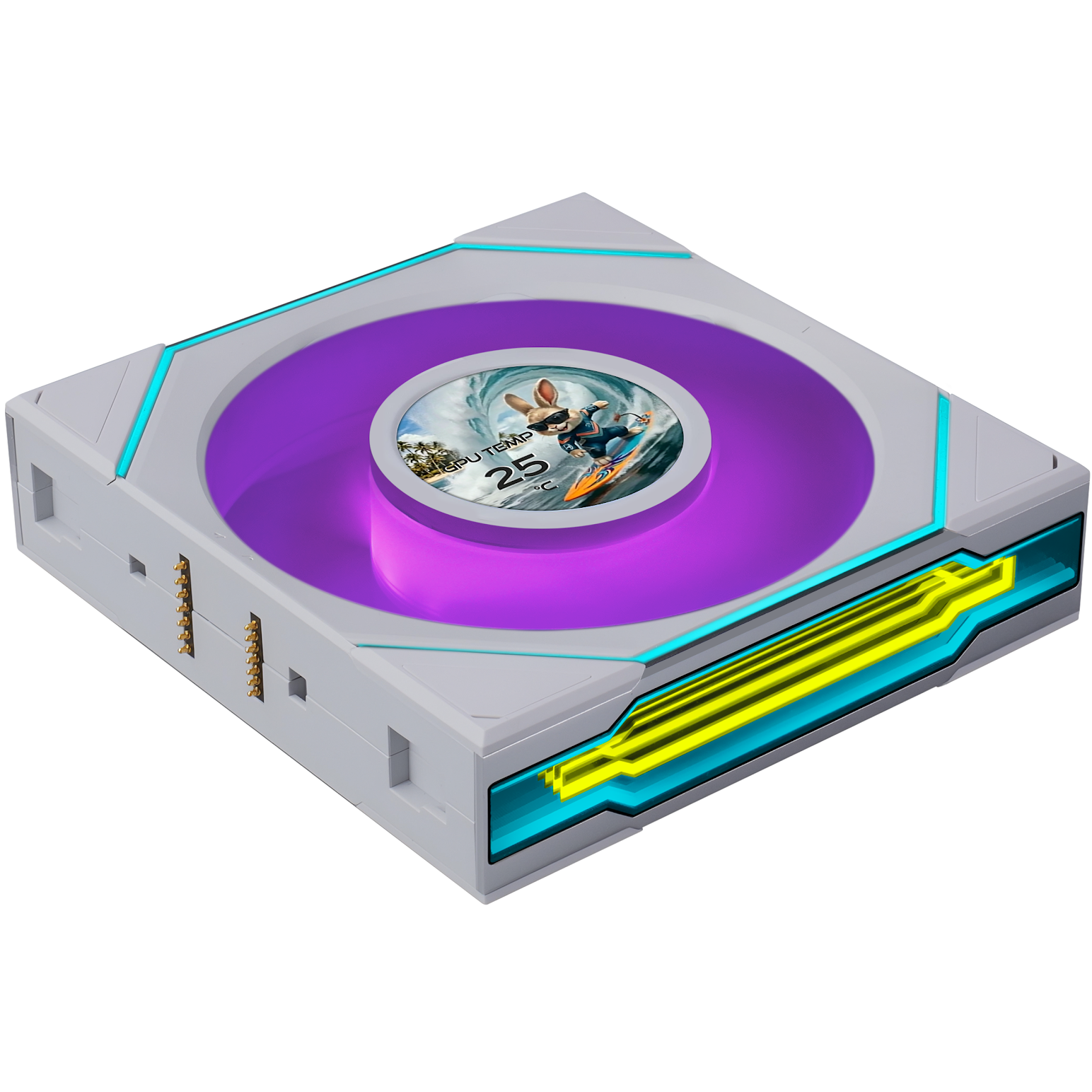 A large main feature product image of Lian LIi UNI FAN SL120 INF LCD FLEX - 120mm Modular Wireless PWM Reverse Blade Fan (White)