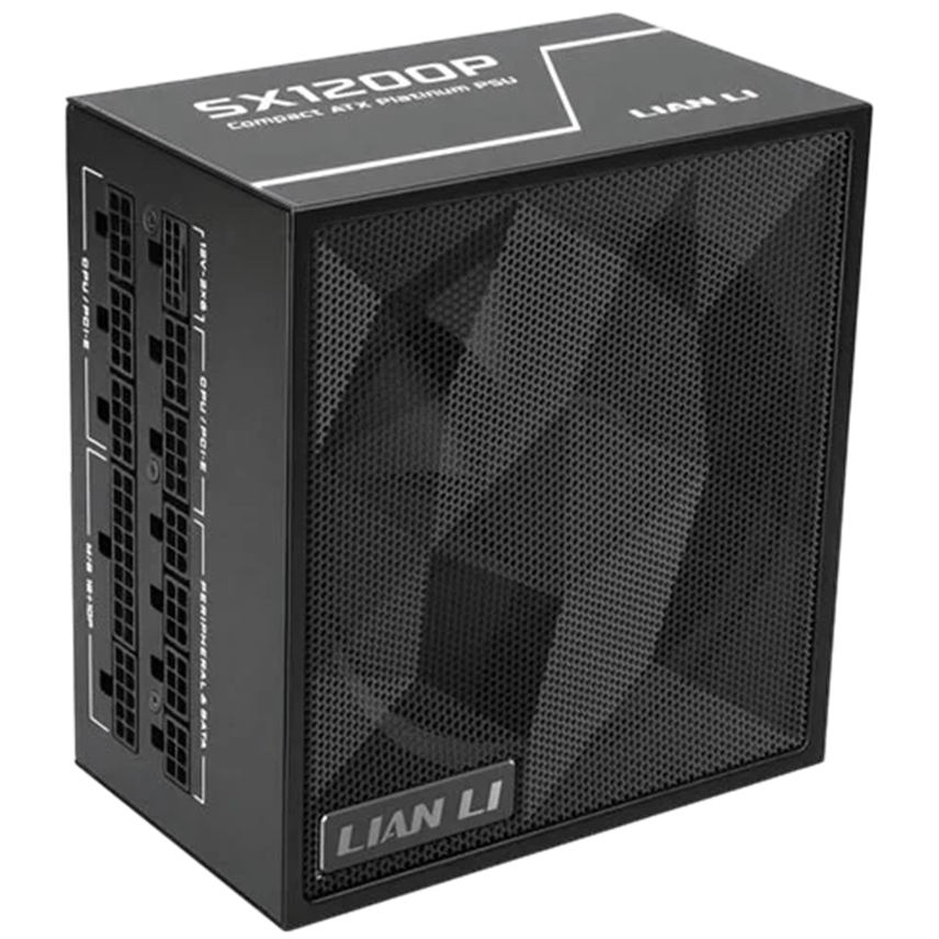 A large main feature product image of Lian Li SX 1200W Platinum PCIe 5.1 ATX 3.1 SFX Modular PSU