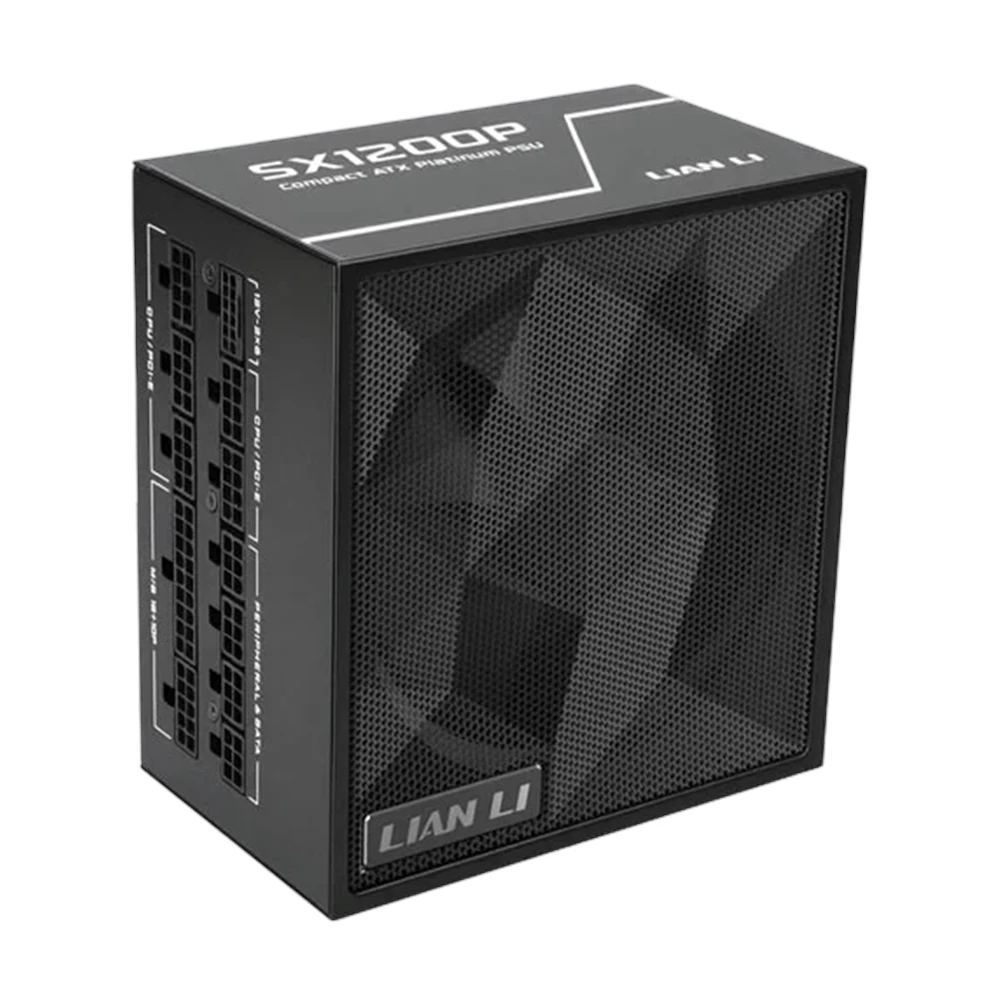 A large main feature product image of Lian Li SX 1200W Platinum PCIe 5.1 ATX 3.1 SFX Modular PSU