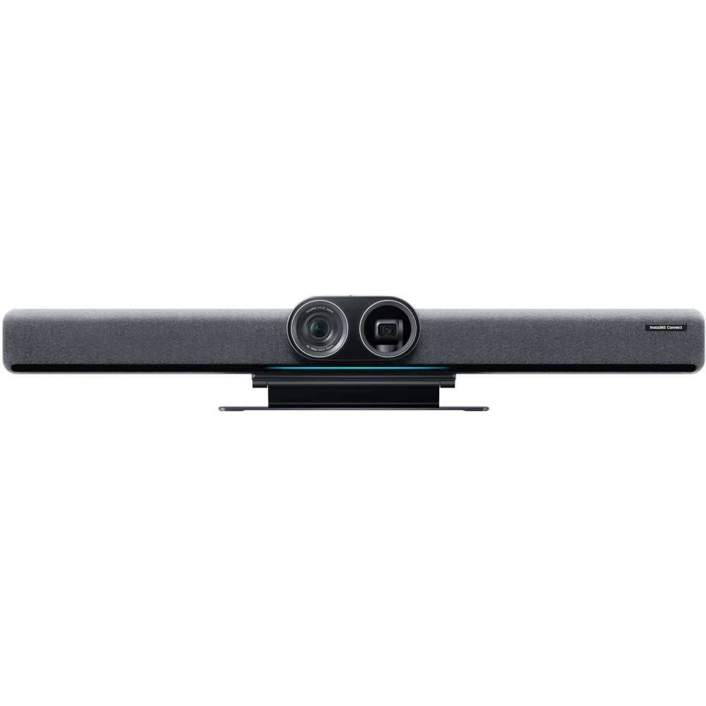 A large main feature product image of Insta360 Connect Dual 4K AI Video Bar with TV Mount