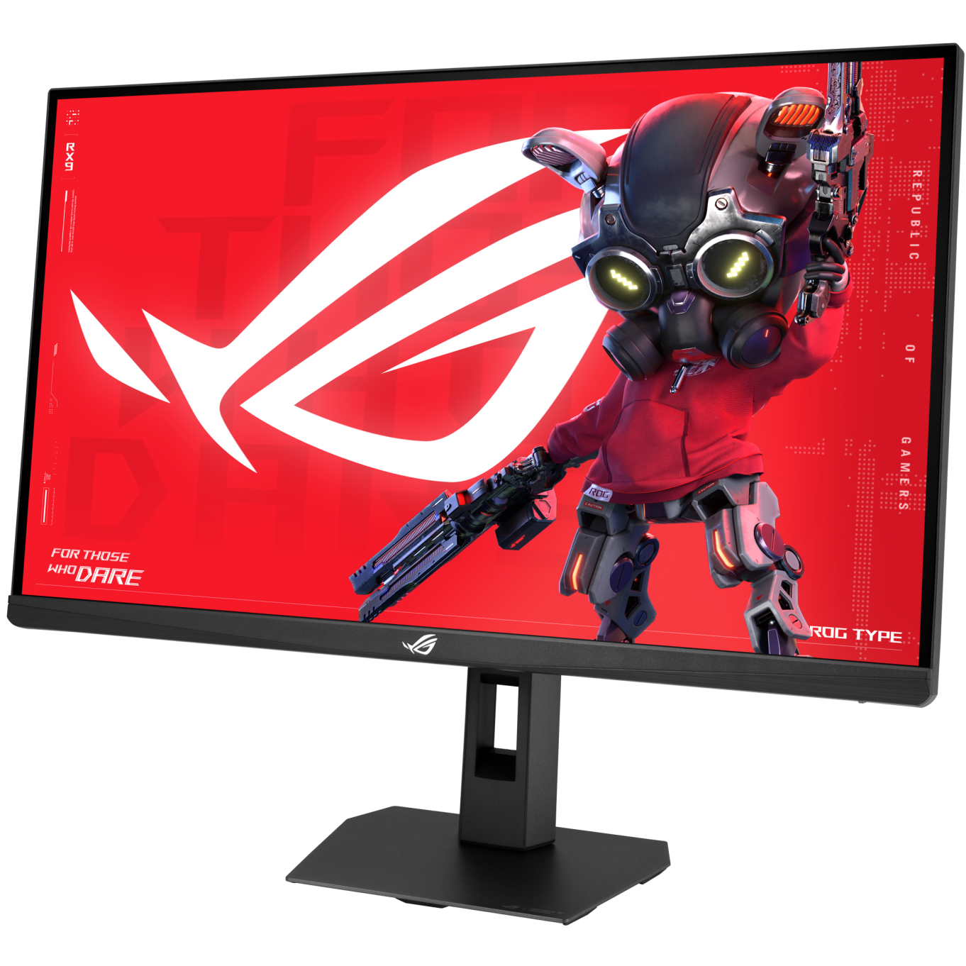 A large main feature product image of EX-DEMO ASUS ROG Strix XG27ACMES - 27" 1440p 255Hz 0.3ms Fast-IPS Gaming Monitor - Black