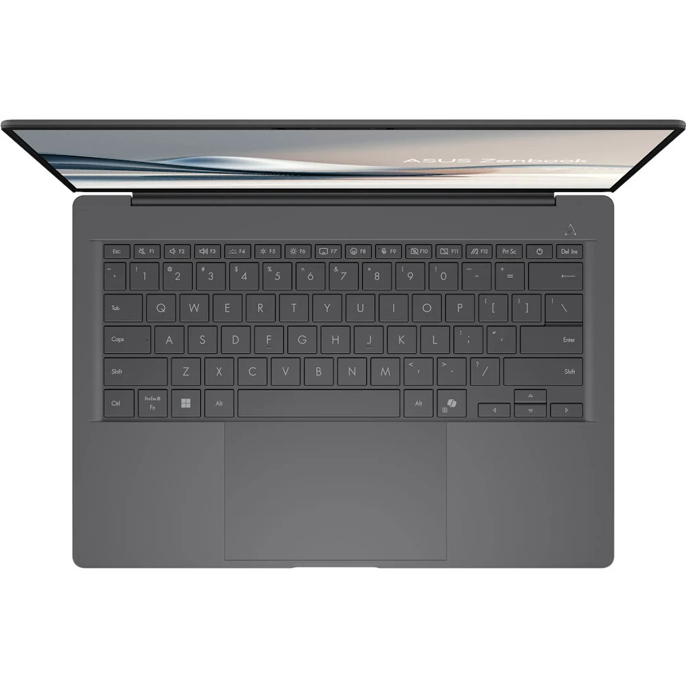 A large main feature product image of ASUS Zenbook A14 (UX3407) - 14" OLED, Snapdragon X2 Elite, 32GB/1TB - Win 11 AI Notebook