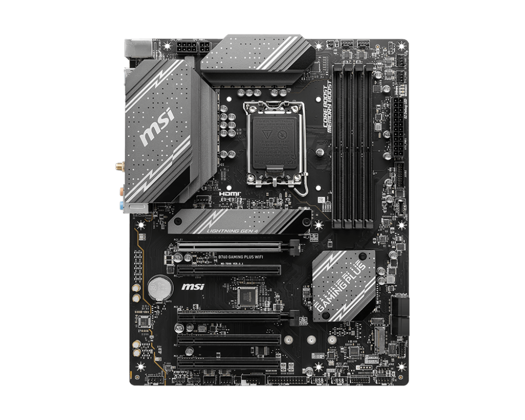 A large main feature product image of EX-DEMO MSI MAG B760 Gaming Plus WiFI LGA 1700 ATX Desktop Motherboard