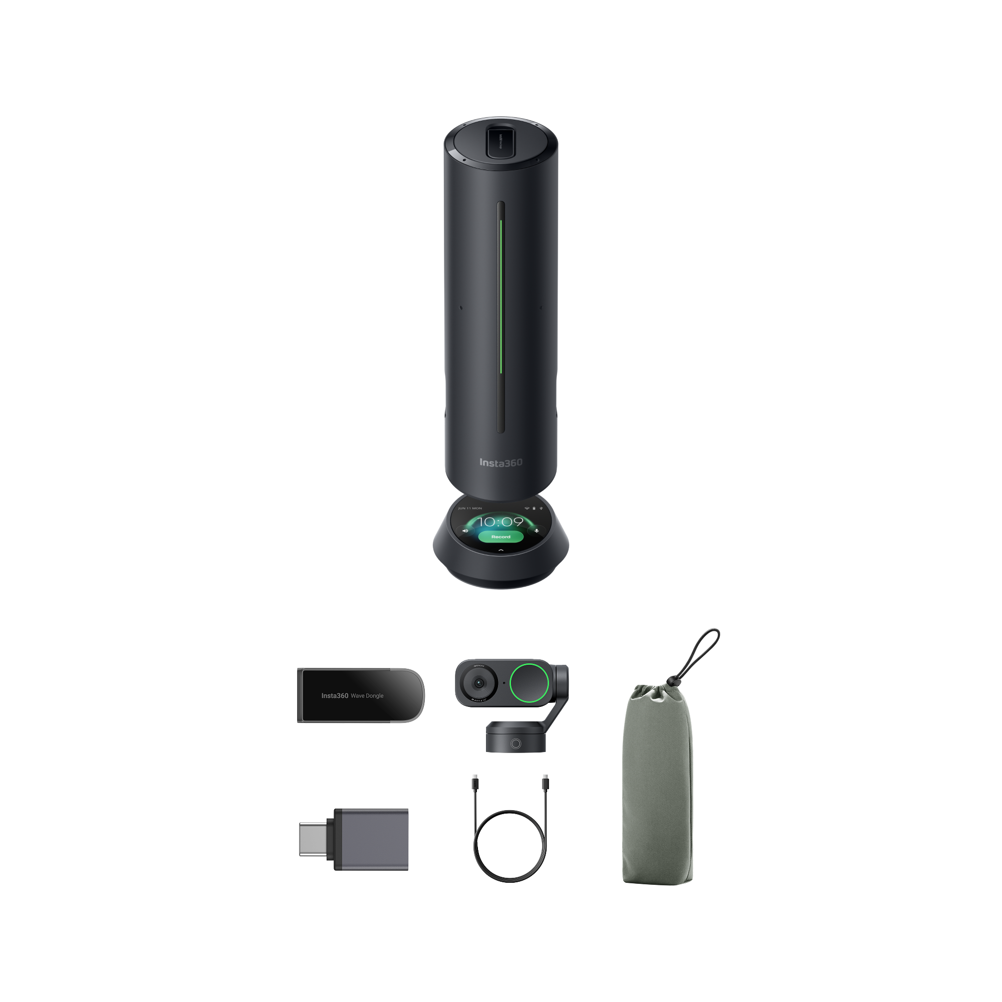 A large main feature product image of Insta360 Link 2 and Wave Video Conferencing Bundle - Graphite Black