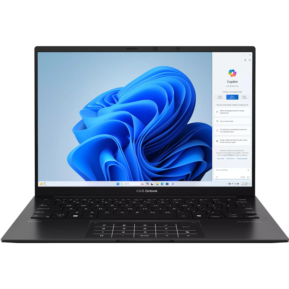 A large main feature product image of EX-DEMO ASUS Zenbook 14 (UM3406) - 14" OLED, Ryzen AI 5 430, 16GB/512GB - Win 11 Copilot Notebook
