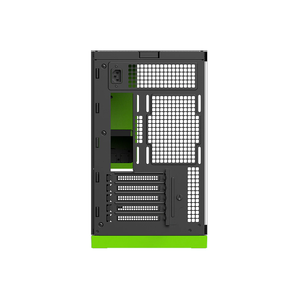 A large main feature product image of Geometric Future Model 3 - Micro Tower Glass Case (Black/Green)