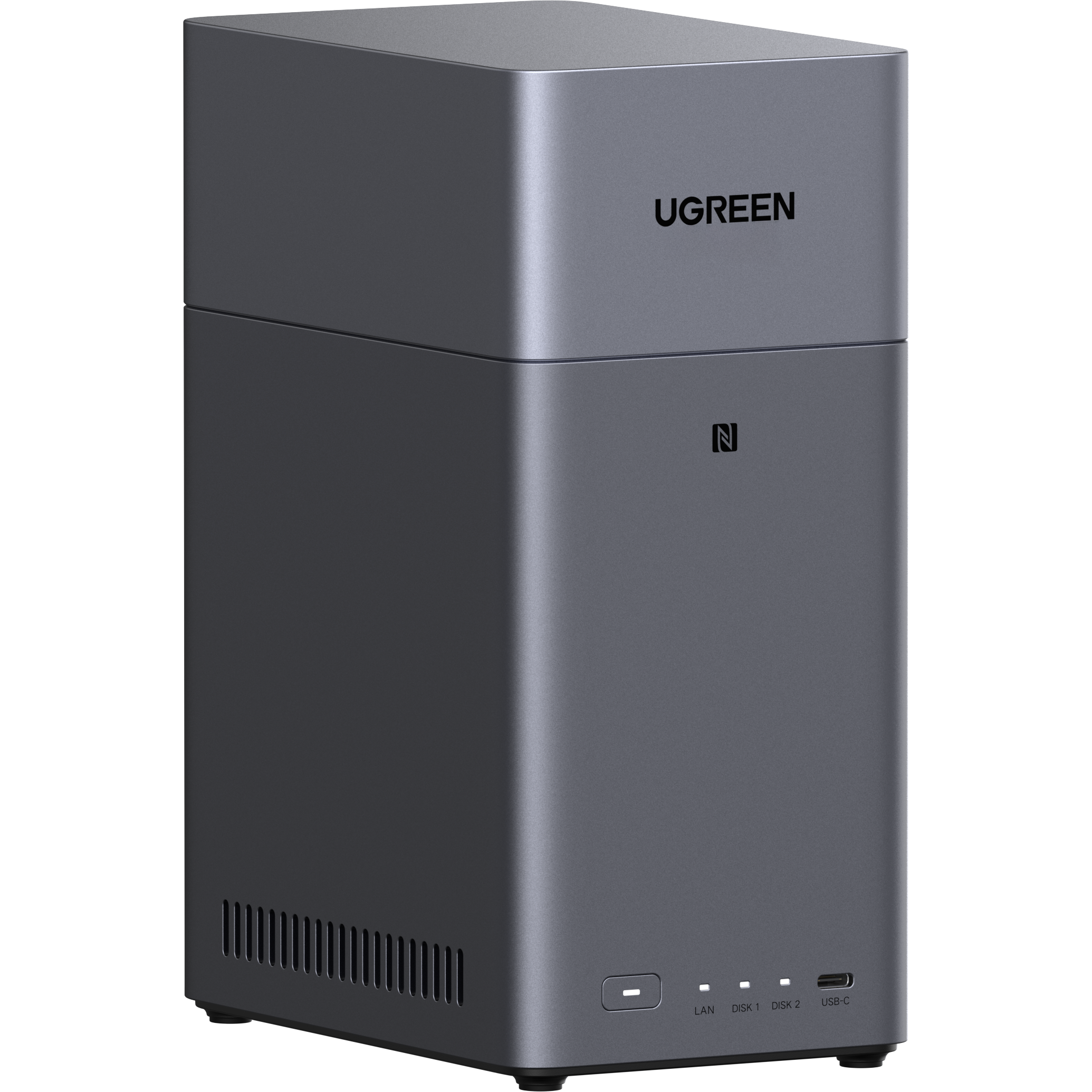 A large main feature product image of UGREEN NASync DH2300 2-Bay NAS (1.8GHz ARM 8-Core, 4GB RAM, 1GbE)