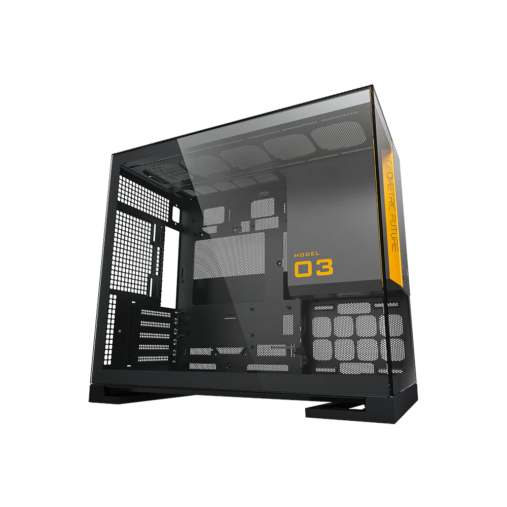 A large main feature product image of Geometric Future Model 3 - Micro Tower Glass Case (Black/Grey)
