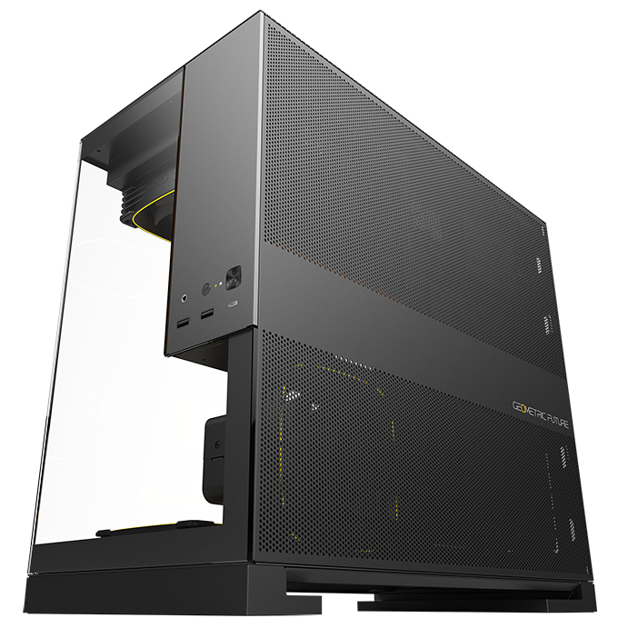 A large main feature product image of Geometric Future Model 3 - Micro Tower Glass Case (Black/Grey)