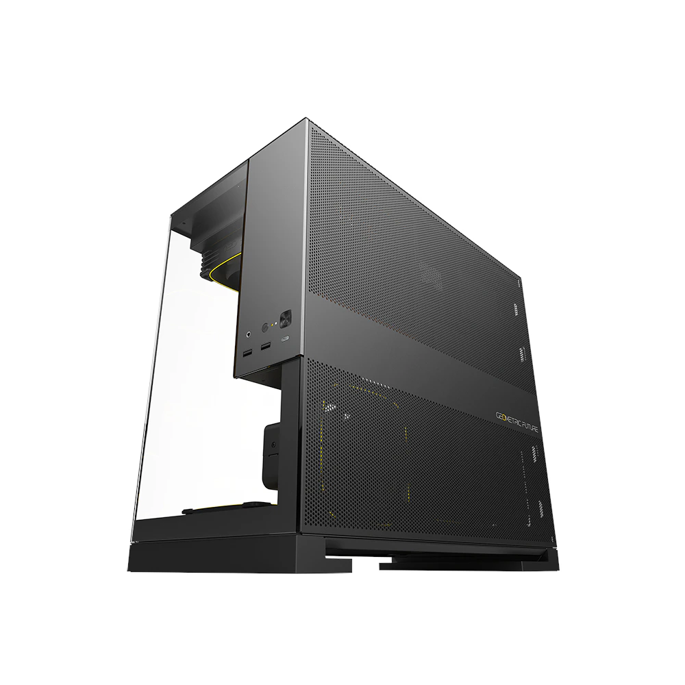 A large main feature product image of Geometric Future Model 3 - Micro Tower Glass Case (Black/Grey)