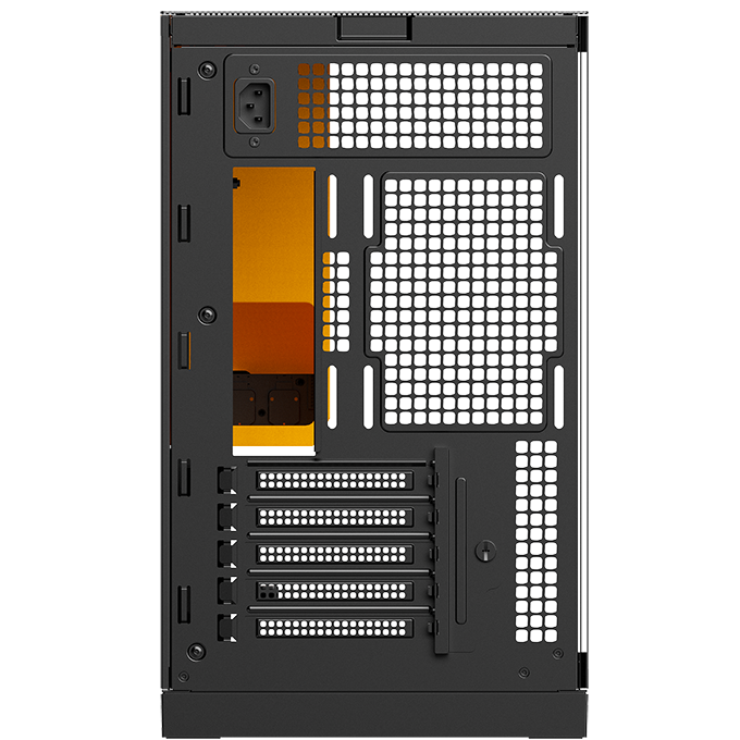 A large main feature product image of Geometric Future Model 3 - Micro Tower Glass Case (Black/Yellow)