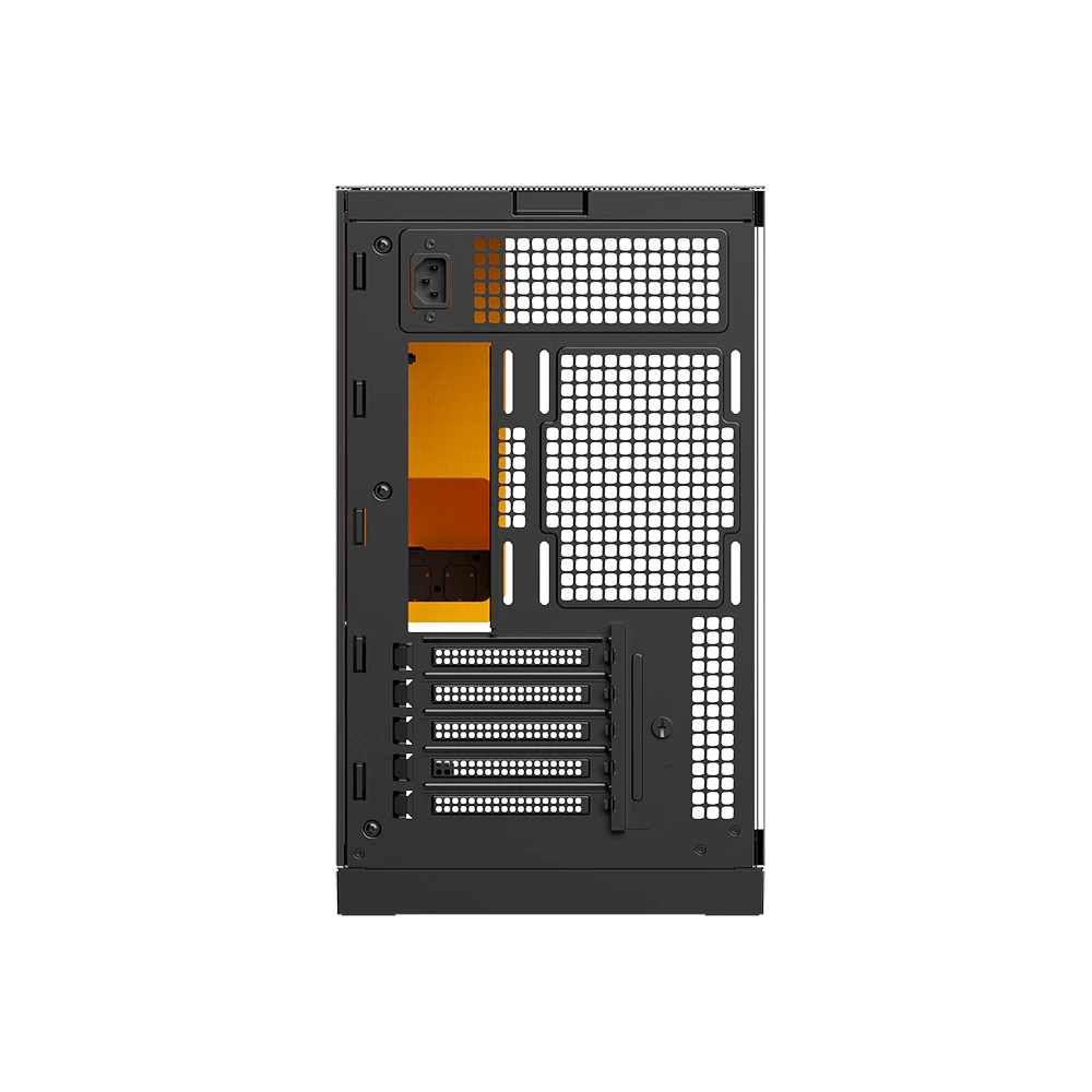 A large main feature product image of Geometric Future Model 3 - Micro Tower Glass Case (Black/Yellow)